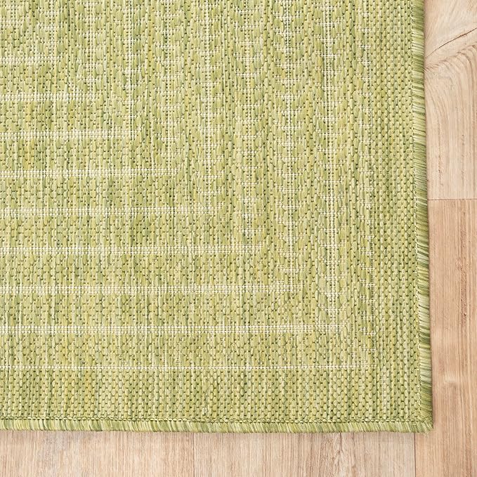 Adiva Rugs Outdoor Indoor Area Rug, Weather Resistant, Easy to Clean, Stain Resistant Floor Mat for Dining Room, Backyard, Deck, Patio (Olive Weiss, 2'6" x 7')-Ruum Studio Home