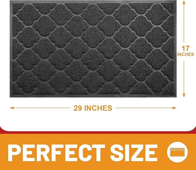 Door Mat Outdoor, 29x17, Welcome Mats for Entryway, Front Doormat for Home Entrance, Patio, Garage, RV Mats for Outside, Indoor Floor Mat, Durable, Non-Slip, Catches Muddy and Dirt(Black)-Ruum Studio Home