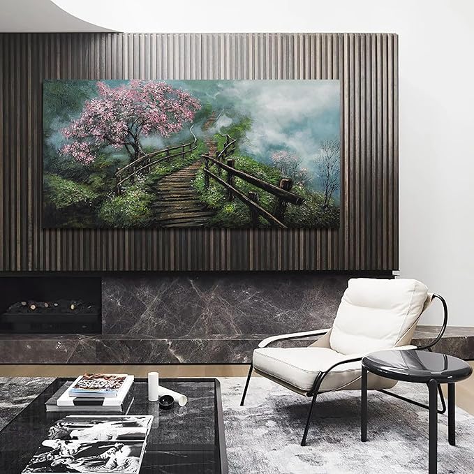 Canvas Wall Art Decor Modern Wall Art Pictures for Living Room Tree of Life Wall Art Decor Foggy Trail Large Artwork for Walls Tree Flower Wall Art Prints Art Work for Home Office Wall Decor 24" X 48"-Ruum Studio Home