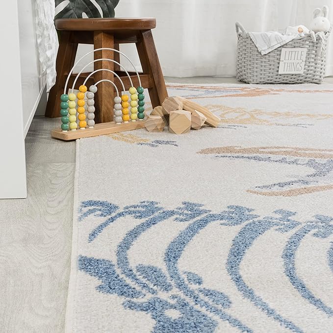 JONATHAN Y Machine-Washable Cream/Multi Runner Rug, 2x8, Kingdarr T-Rex Modern, Casual, Kids & Novelty for Living Room, Dining Room, Bedroom, Kitchen Easy-Cleaning, Non-Shedding (KDW103A-28)-Ruum Studio Home