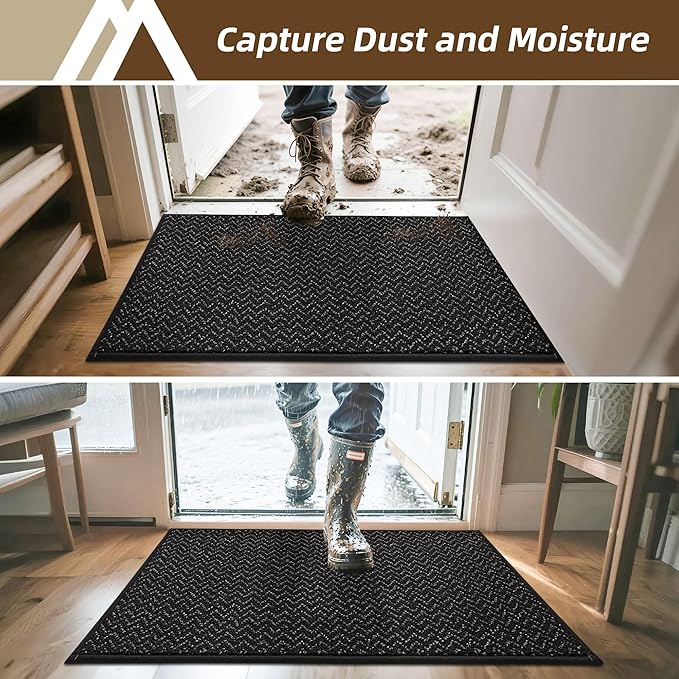 COSY HOMEER-Door-Mat 36"x60" Non Slip Absorbent Entryway Rugs Dirt Trapper Doormats Washable Entrance Mats Low Pile Welcome Floor Mat for Front Back Door and Entry Mats,Black-Ruum Studio Home