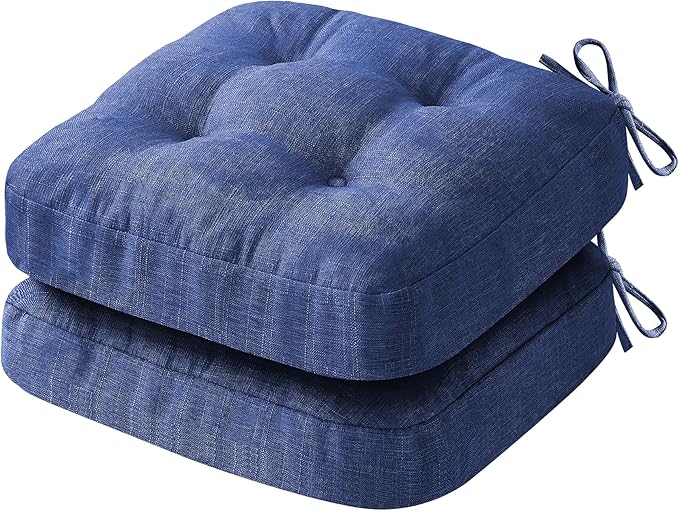 Chair Cushions, Dining Chair Cushions, Tufted Indoor Chair Pads, Set of 2, Navy Blue, 16.5'' x 16.5'' x 3.5''-Ruum Studio Home