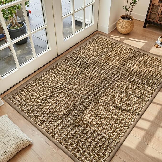 LEKEEPGO Door Mat Indoor Entrance 36"x59", Absorbent Indoor Door Mat Large, Non Slip Rubber Backing Inside Door Mats, Washable Floor Mat, Low-Profile Doormat for Front Door, Entryway, Entrance, Brown-Ruum Studio Home