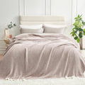 Snuggle Sac Queen Size Bedding Blanket Taupe,Super Soft Warm Microfiber Blankets Cozy Knit Fuzzy Plush Bed Blankets,Heather Taupe, 90x90 inches-Ruum Studio Home