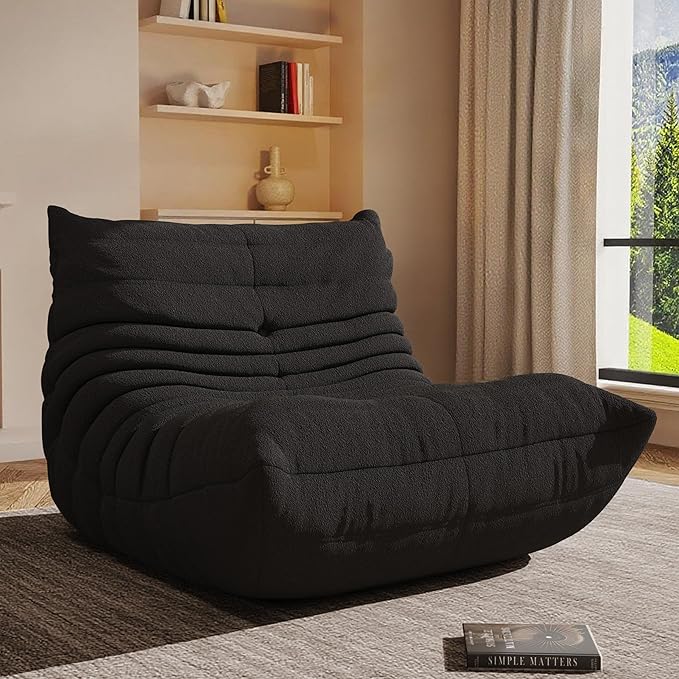 Bean Bag Chair, Oversized Bean Bag Chair for living Room, Fireside Chair for adults with Memory Foam Filled, Big Accent Sofa Lounge Floor Sofa for Gaming, Reading, Relax, No Assembly Required. (Black)-Ruum Studio Home