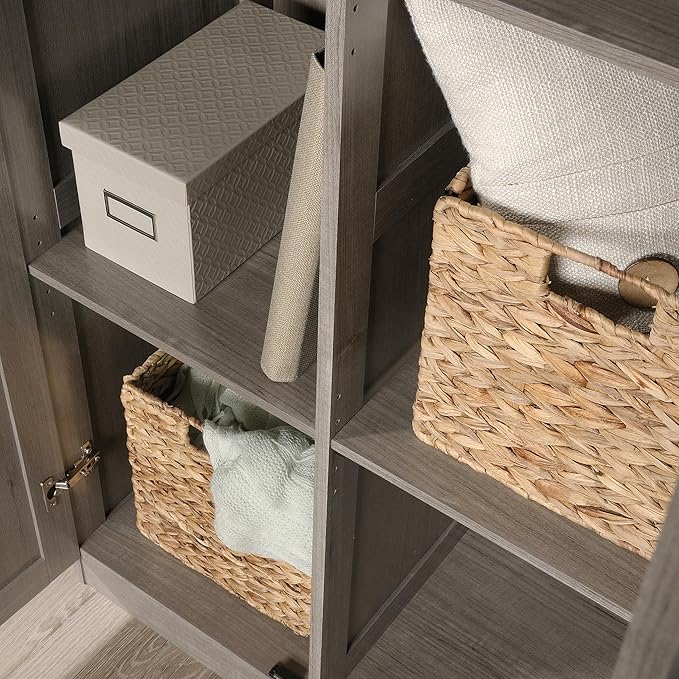 Sauder Select Storage Cabinet, Pantry Cabinet Kitchen Storage with Adjustable Shelves, Bathroom Storage Cabinet, in Silver Sycamore-Ruum Studio Home