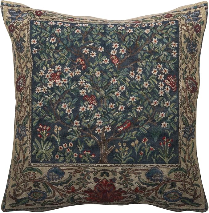 Charlotte Home Furnishings Throw Pillow Covers 16x16 in, Green Tree Decorative Couch Pillow Covers, Boho Decor European Tapestry Cushion Cases, Living Room Cozy Home Decor, Jacquard Woven Soft Cotton-Ruum Studio Home