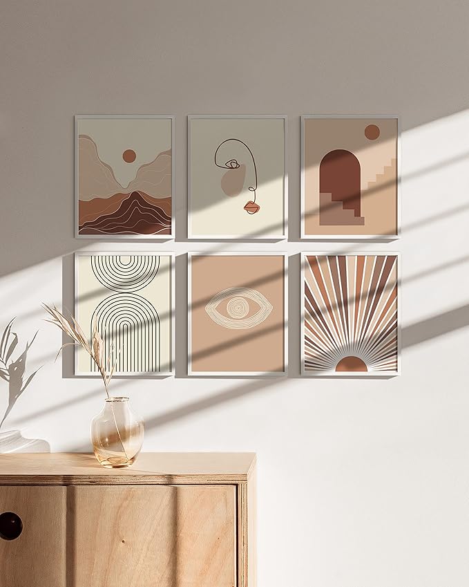 HAUS AND HUES Picture Frames Set of 6, 8x10 inches (White Aluminum, Powder Coated, Modern Style, Lightweight, Acrylic Cover, Wall Mount)-Ruum Studio Home