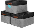 OrganiHaus Extra Large Fabric Storage Bins for Shelves 16x13in, Closet Storage Baskets for Shelf Organizing, Canvas Rectangle Bins for Organization, Linnen Baskets for Organizing - Gray/Black-Ruum Studio Home