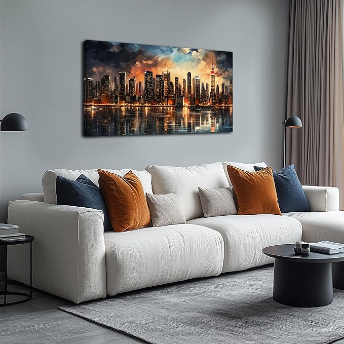 New York City Canvas Wall Art for Bedroom Modern Wall Pictures for Living Room Home Office Wall Decor Size 20 x 40 Inch-Ruum Studio Home