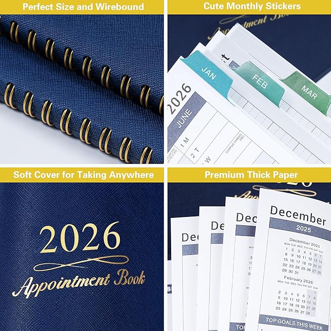 2026 Appointment Book/Planner - Weekly Appointment Book 2026, January - December 2026, 8.26"x 11.4", Daily/Hourly Planner with Tabs, 15 Minutes, Wirebound - Blue-Ruum Studio Home
