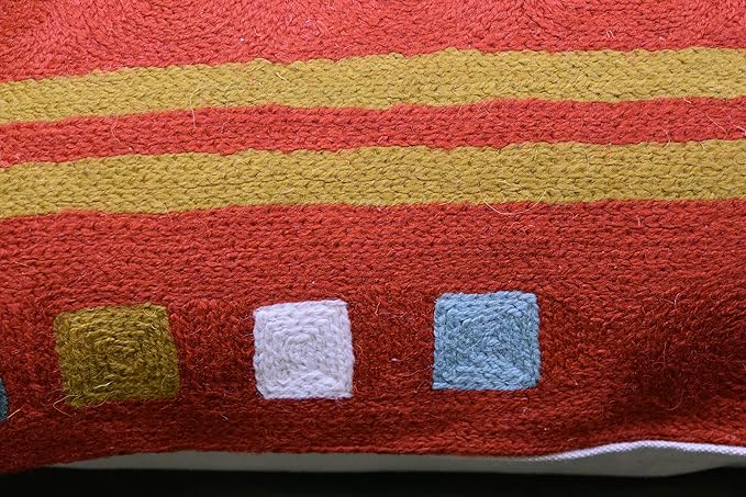 Lumbar Kandinsky Orange Abstract Pillow Cover Elements Modern Throw Pillowcase Chair Cushion Contemporary Pillowsham Accent Farmhouse Couch Hand Embroidered Wool Size 14x20-Ruum Studio Home