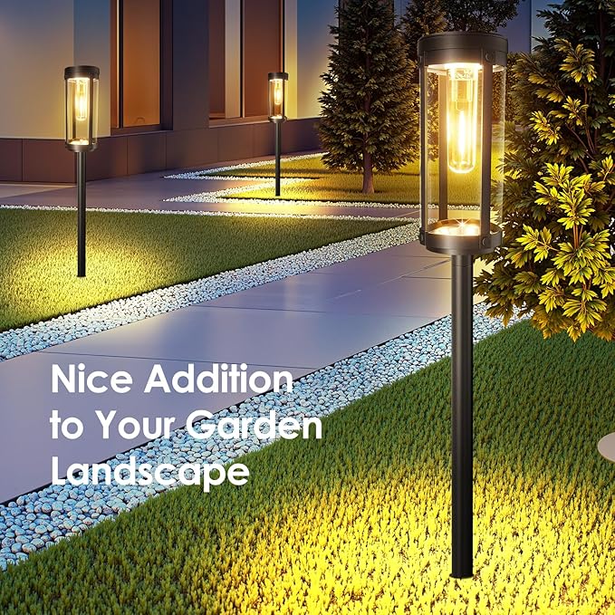 Solar Pathway Lights Outdoor 6 Pack, Bright & Taller Solar Lights Outdoor Waterproof, Auto On/Off 15Hrs+ Morden Path Light Solar Powered Landscape Lights for Yard Garden Walkway Driveway Lawn-Ruum Studio Home