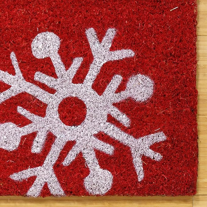 Gertmenian Disney Mouse Doormat Rug Retro Front Door Coir Mat Welcome Home Indoor Outdoor Entryway Carpet, 2-Pack 20x34, Mickey Happy Holidays/Snowflakes-Ruum Studio Home
