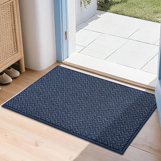 COSY HOMEER-Door-Mat 20" x 32" Non Slip Absorbent Entryway Rugs Dirt Trapper Doormats Washable Entrance Mats Low Pile Welcome Floor Mat for Front Back Door and Entry Mats,Navy Blue-Ruum Studio Home