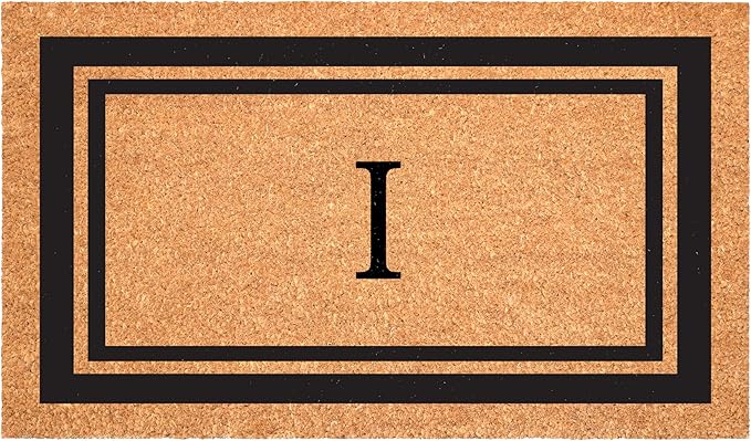 Calloway Mills 152962436I Black Border 24" x 36" Monogram Doormat, (Letter I)-Ruum Studio Home