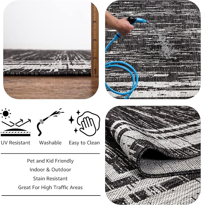 Keen Home Design Outdoor Rug - 8x10 Washable Indoor/Outdoor Rug for Patio, Balcony, Kitchen, Garden, Beach, Deck and Porch. Size: 7'9" x 10'2"-Ruum Studio Home