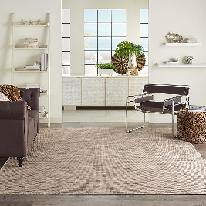 Nourison Positano Indoor-Outdoor Beige 9' x 12' Area Rug, Easy Cleaning, Non Shedding, Bed Room, Living Room, Dining Room, Backyard, Deck, Patio (9x12)-Ruum Studio Home
