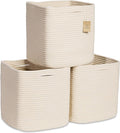 NaturalCozy Storage Cubes 11 Inch Cotton Rope Woven Baskets for Organizing, 3-Pack | Cube Storage Bin | Square Storage Baskets for Shelves Organizer, Classroom, Kids Toy Bins, Closet, Baby Nursery-Ruum Studio Home