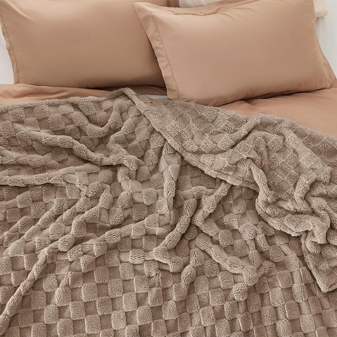 Bedsure GentleSoft Blankets Queen Size for Bed - Super Soft Cozy Blanket for Women Men Girls, Large Fuzzy Fleece Throw for Bedroom Decor, Light Taupe, 90x90 Inches-Ruum Studio Home