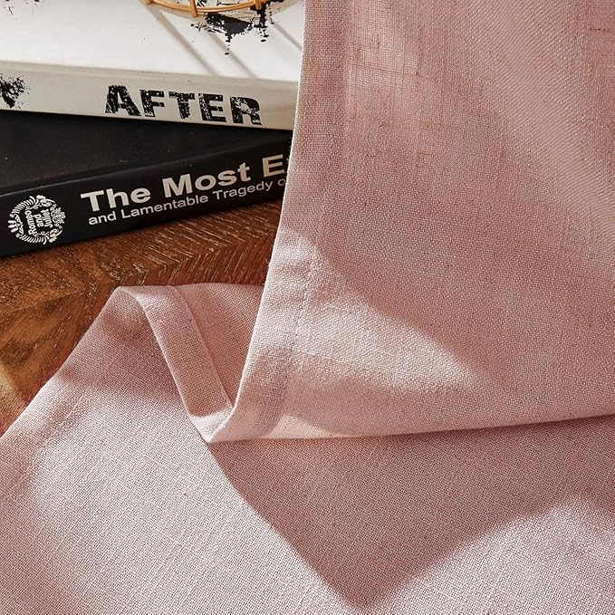 Joydeco Linen Curtains for Living Room,Light Filtering Rod Pocket Back Tab Semi Sheer Drapes Window Long Curtains 108 inches Long Sheer Bliss-Ruum Studio Home