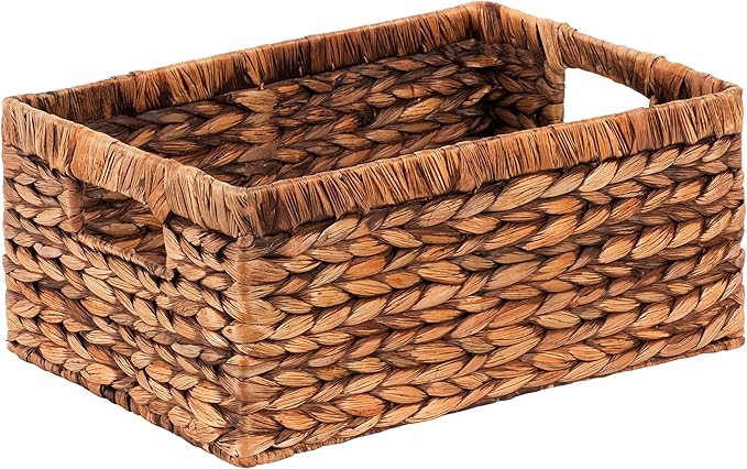CENBOSS Wicker Baskets (Large, Brown Wash, 1PC) Rattan Storage Baskets for Shelves, Woven Seagrass Holder-Ruum Studio Home