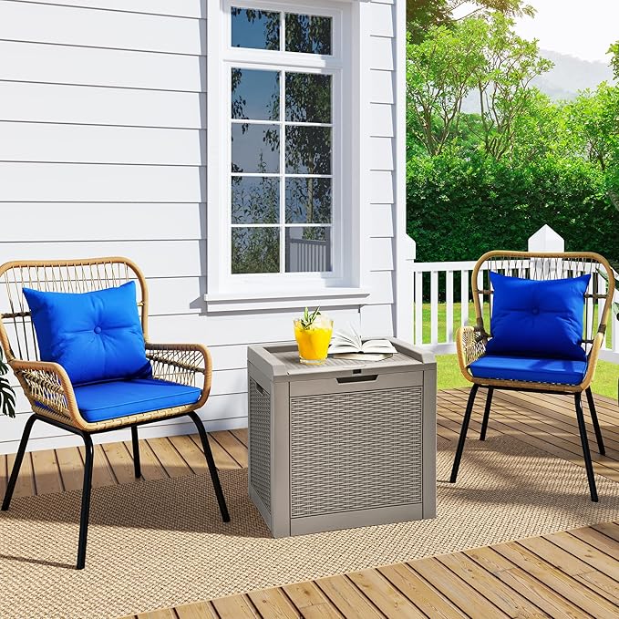 YITAHOME 32 Gallon Deck Box, Indoor Outdoor Storage Box for Patio Furniture, Pool Accessories, Cushions,Garden Tools,Sports Equipment, Waterproof Resin Rattan with Lockable Lid and Side Handles(Brown)-Ruum Studio Home
