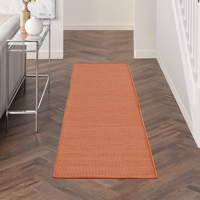Nourison Positano Indoor/Outdoor Terracotta 2'2" x 8' Area Rug, Easy Cleaning, Non Shedding, Bed Room, Living Room, Dining Room, Backyard, Deck, Patio (2x8)-Ruum Studio Home