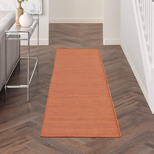 Nourison Positano Indoor/Outdoor Terracotta 2'2" x 8' Area Rug, Easy Cleaning, Non Shedding, Bed Room, Living Room, Dining Room, Backyard, Deck, Patio (2x8)-Ruum Studio Home