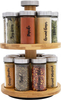 Orii 16 Jar Spice Rack with Spices Included - Rotating Countertop 2 Tier Tower Organizer for Kitchen Spices and Seasonings, (Bamboo Wood)-Ruum Studio Home
