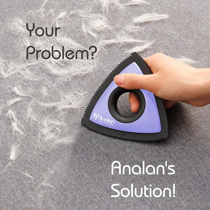 Analan Mini Pet Hair Remover for Car Detailing Supplies, Carpet Dog Hair Remover for Car Interior, Triangle Dog Hair Remover for Auto Detailing, Couch, Furniture, Lint, Carpet(Purple)-Ruum Studio Home
