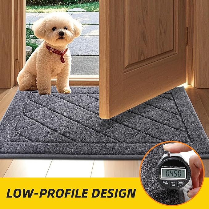 JSEI Dirt Trapper Door Mat 36"x60", Non-Slip Washable Entryway Mats, Dog Door Mat, Stain Resistant and Absorbent Floor Mats, Low Profile Welcome Mat for Front Back Door, Dark Grey-Ruum Studio Home