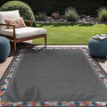 Beverly Rug Outdoor Rug 10x14 Modern Bordered Large Area Rugs for Indoor and Outdoor Patio Easy to Clean Non Shedding Living Room Porch Garden Washable Outside Carpet (10 x 14 Dark Gray)-Ruum Studio Home