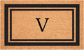 Calloway Mills 152963048V Black Border 30" x 48" Monogram Doormat Letter (V)-Ruum Studio Home