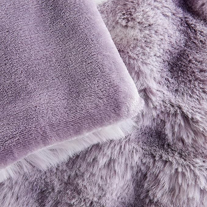Lotus Karen Faux Fur Throw Blanket Tie-Dye Purple-Big Bubble Rabbit Fluff Blanket for Couch,Small Fluffy Fuzzy Cozy Blanket,Thick Furry Plush Shaggy Blankets,50x60 Inches-Ruum Studio Home