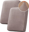 H.VERSAILTEX Velvet Stretch Couch Cushion Cover Plush Cushion Slipcover for Chair Loveseat Sofa Cushion Furniture Protector Seat Cushion Sofa Cover (2 Piece Medium Sofa Cushion Covers, Taupe Striped)-Ruum Studio Home