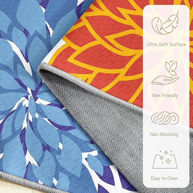 Area Rug 2x3 Washable Entry Small Rug Multicolored Tropical Botanical Modern Floral Indoor Kitchen Door Mat Entrance Carpet Non Slip for Bedroom Living Room, Porch-Ruum Studio Home