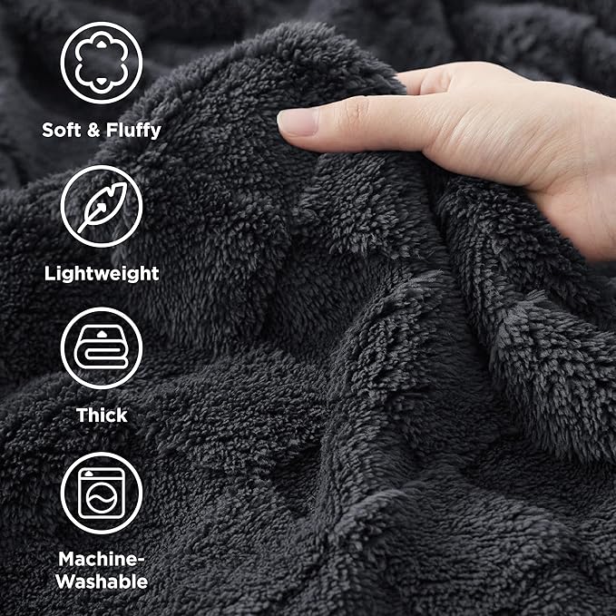 Bedsure GentleSoft Twin Blanket for Bed Dark Grey - Super Soft Cozy Blankets for Women Men Girls, Cute Fuzzy Fleece Throws for Bedroom Couch, 60x80 Inches-Ruum Studio Home
