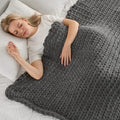 Maetoow Tighter Version Chenille Chunky Knit Blanket Throw （40×50 Inch）, Handmade Warm & Cozy Blanket Couch, Bed, Home Decor, Soft Fleece Banket, Boho Thick Blankets and Giant Yarn Throws，Dark Grey-Ruum Studio Home