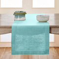 Solino Home Linen Aqua Blue Table Runner 156 Inches Long - 100% Pure Linen Extra Long Table Runner 14 x 156 Inch - Classic Hemstitch-Ruum Studio Home