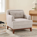 Modern Accent Chair with Terry Fabric, Upholstered Armchair with Spring Package Cushion & Solid Wood Frame, Comfy Lounge Chair for Living Room, Bedroom, or Reading Corner, Terry, Camel-Ruum Studio Home