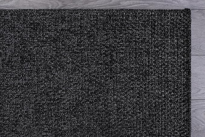 CAMILSON Easy Jute Rug 6x9, Indoor Outdoor Dark Gray Black Farmhouse Area Rugs for Living Room Patio and Kitchen Rug, Solid Boho Woven Design, Easy-Cleaning, Washable Outside Carpet Alfombras (6 x 9)-Ruum Studio Home