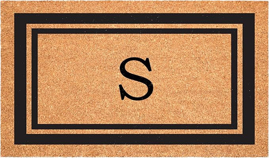 Calloway Mills 152963048S Black Border 30" x 48" Monogram Doormat Letter (S)-Ruum Studio Home