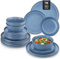vancasso ANYA 18 Pieces Plates and Bowls Set, Blue Dinnerware Sets, Reactive Glaze Dishes Set for 6, Ceramic Dishware Sets Kitchen Dinner Set, Microwave & Dishwasher Safe-Ruum Studio Home