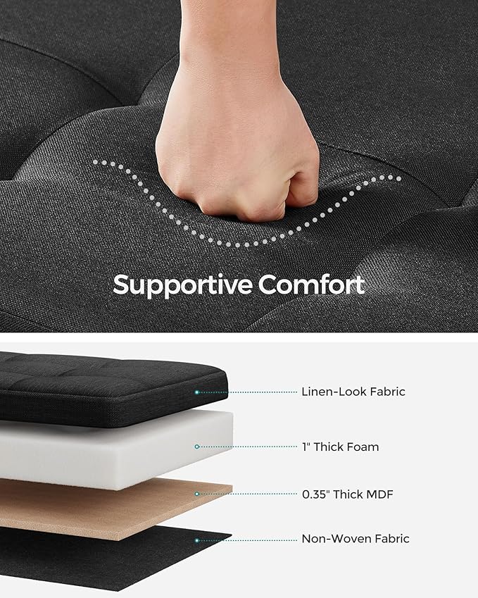 SONGMICS Storage Ottoman Bench, Foldable Foot Rest with Legs, 15 x 43 x 15.7 Inches, End of Bed Bench, Storage Chest, Load up to 660 lb, for Living Room, Bedroom, Entryway, Ink Black ULSF018B01-Ruum Studio Home