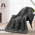 Chunky Knit Blanket Throw - 100% Hand Knitted Chunky Throw Blanket for Couch, Thick and Warm Blanket for Winter, Dark Grey, 50x60 Inches-Ruum Studio Home