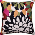 Black Daisy Floral Pillow Cover Flower Pillowcase Outdoor Suzani Accent Cushion Traditional Chair Cushions Hand Embroidered Wool Size - 18x18-Ruum Studio Home
