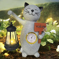 Solar Cat Outdoor Statues for Garden-Creative Thermometer-Lantern-Welcome Sign, Suitable for Yard Art, Lawn Ornaments, Porch, Terrace, Alcove, Home, House Outdoor, Cat Garden Decoration-Ruum Studio Home