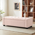 48" Ottoman with Storage, Pink Storage Ottoman Bench with Safety Hinge, Upholstered Entryway Bench with Seating for Bedroom, Living Room, Holds up to 330 lb-Ruum Studio Home