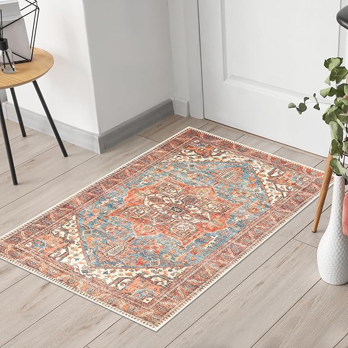 Keen Home Design 2x3 Rug - Machine Washable Entry Rug with Non-Slip Backing, Ideal for Enteryway, Kitchen, Bathroom, Laundry Room - Vintage, Easy Clean, Durable, Low Pile Rug - (2' x 3')-Ruum Studio Home